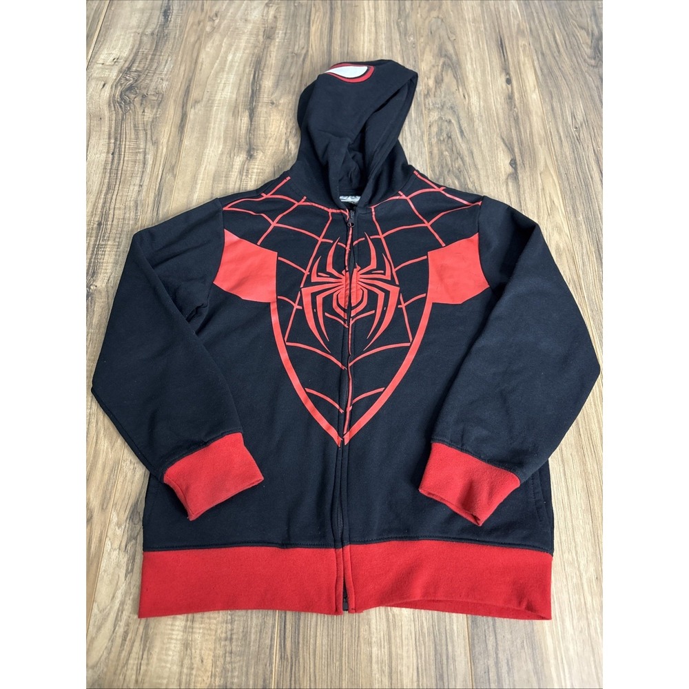 Marvel Spider Man Kids Hoodie Large Full Zip Black/ Red